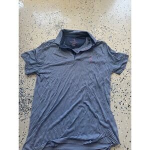 Tailorbyrd Collection Men's Striped Polo‎ Shirt Pink Flamingo Large
